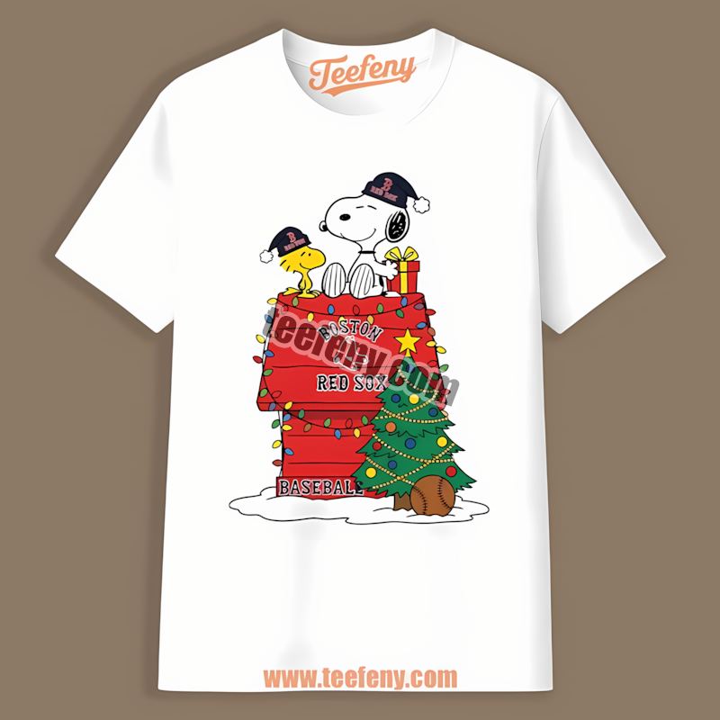 Snoopy Woodstock Christmas Boston Red Sox Youth Shirt