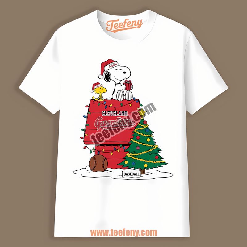 Snoopy Woodstock Christmas Repping Cleveland Guardians Shirt
