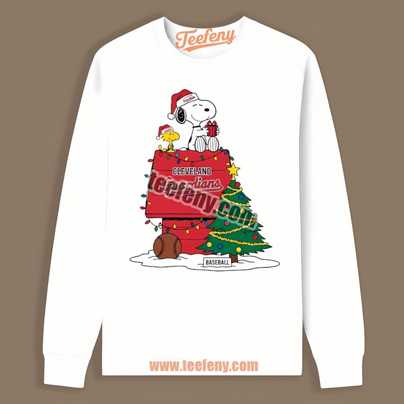 Snoopy Woodstock Christmas Repping Cleveland Guardians Long Sleeve Snoopy Woodstock Christmas Repping Cleveland Guardians Long Sleeve