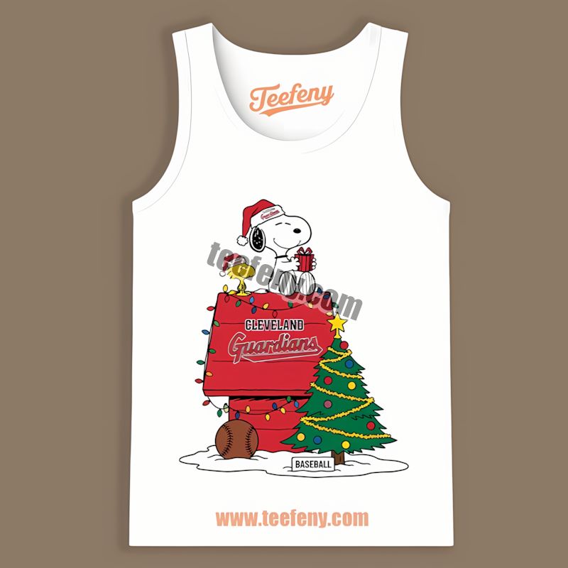Snoopy Woodstock Christmas Repping Cleveland Guardians Tanktop Snoopy Woodstock Christmas Repping Cleveland Guardians Tanktop