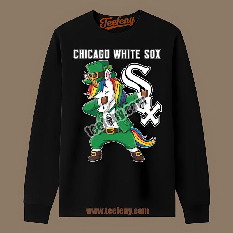 St Patricks Day Dabbing Unicorn Vs Chicago White Sox Casual Long Sleeve St Patricks Day Dabbing Unicorn Vs Chicago White Sox Casual Long Sleeve
