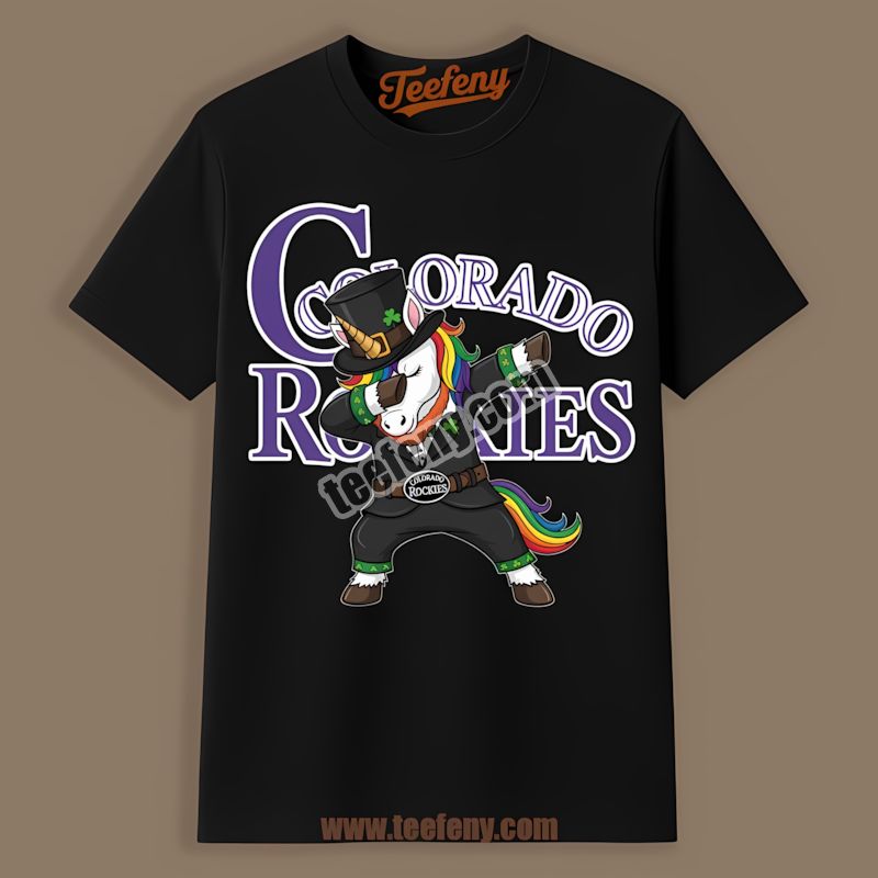 St Patricks Day Dabbing Unicorn Vs Colorado Rockies Funny Shirt