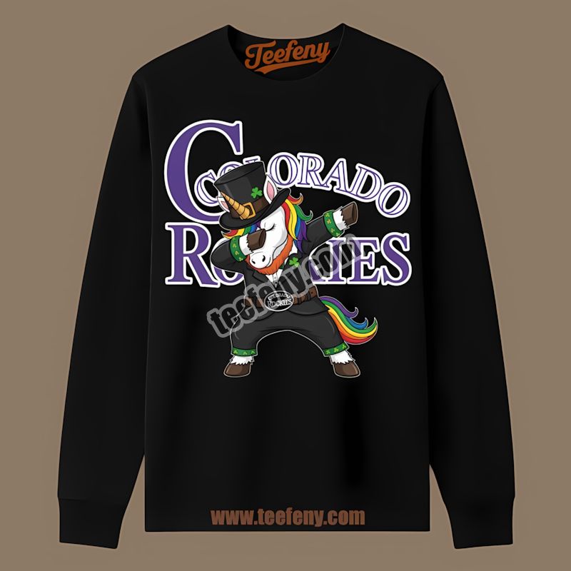 St Patricks Day Dabbing Unicorn Vs Colorado Rockies Funny Long Sleeve St Patricks Day Dabbing Unicorn Vs Colorado Rockies Funny Long Sleeve