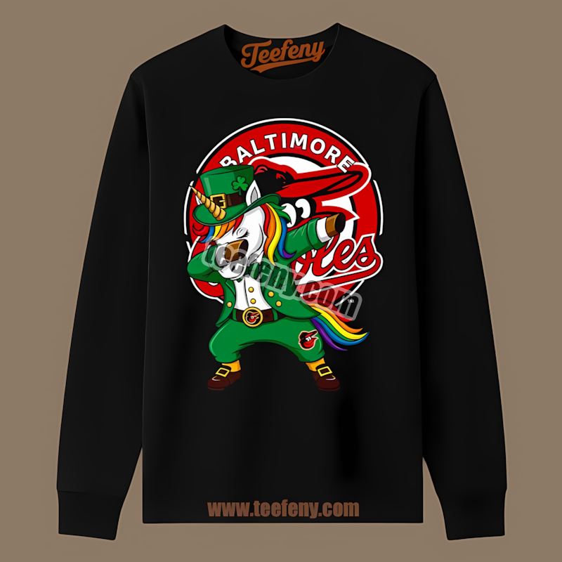 St Patricks Day Vs Dabbing Unicorn Baltimore Orioles Classic Long Sleeve St Patricks Day Vs Dabbing Unicorn Baltimore Orioles Classic Long Sleeve