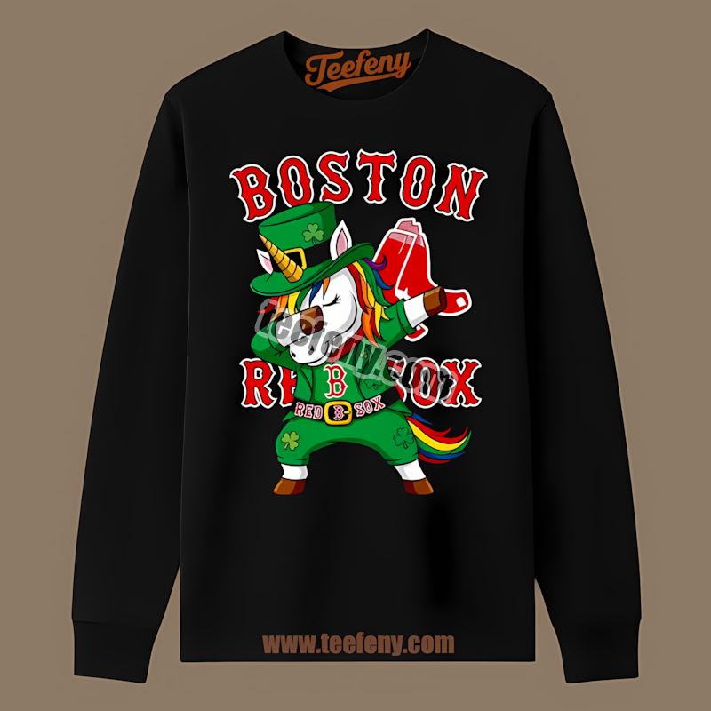 St Patricks Day Vs Dabbing Unicorn Boston Red Sox Long Sleeve St Patricks Day Vs Dabbing Unicorn Boston Red Sox Long Sleeve