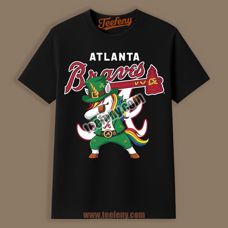St Patricks Day Vs Dabbing Unicorn Logo Atlanta Braves Shirt