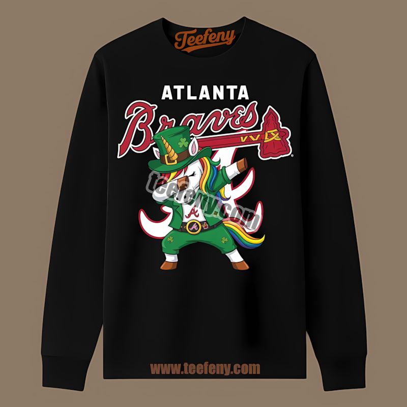 St Patricks Day Vs Dabbing Unicorn Logo Atlanta Braves Long Sleeve St Patricks Day Vs Dabbing Unicorn Logo Atlanta Braves Long Sleeve