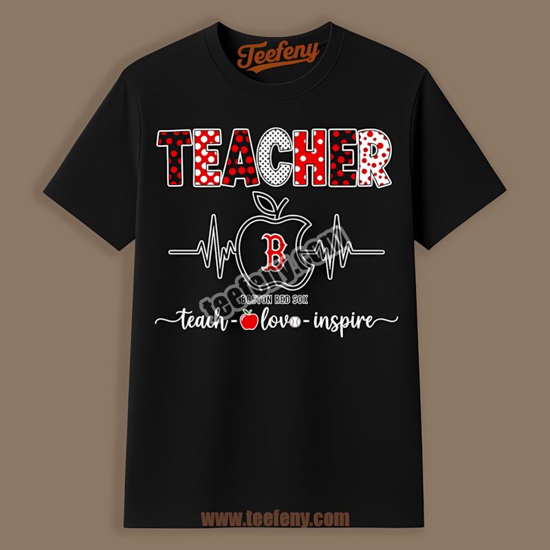 Teacher Apple Teach Love Inspire Boston Red Sox Retro Shirt