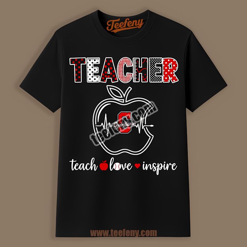 Teacher Apple Teach Love Inspire Cleveland Guardians Shirt