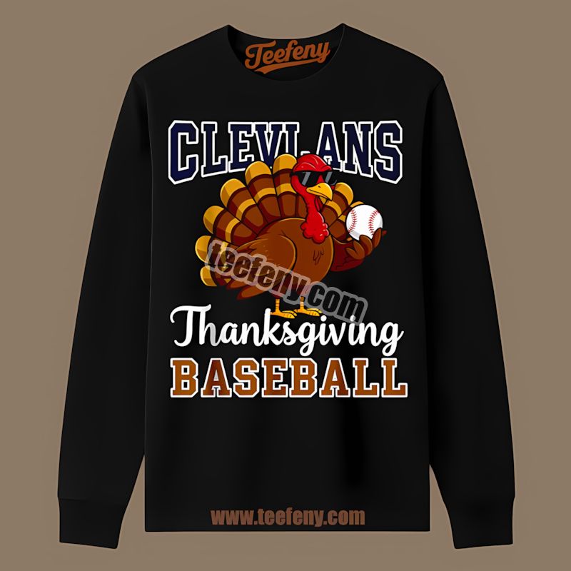 Thanksgiving Baseball Turkey Cleveland Guardians Celebration Long Sleeve Thanksgiving Baseball Turkey Cleveland Guardians Celebration Long Sleeve