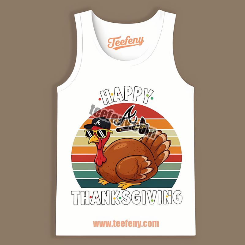 Thanksgiving Turkey Atlanta Braves Party Tanktop Thanksgiving Turkey Atlanta Braves Party Tanktop