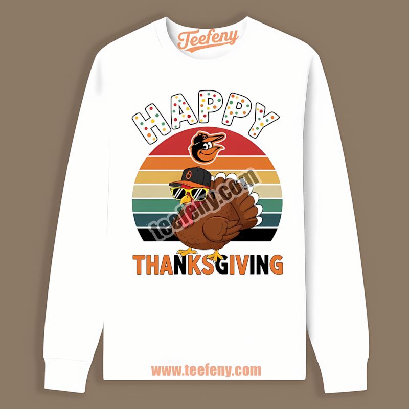 Thanksgiving Turkey Baltimore Orioles Vintage Long Sleeve Thanksgiving Turkey Baltimore Orioles Vintage Long Sleeve