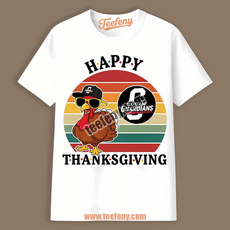 Thanksgiving Turkey Dressed As Cleveland Guardians Fan Shirt