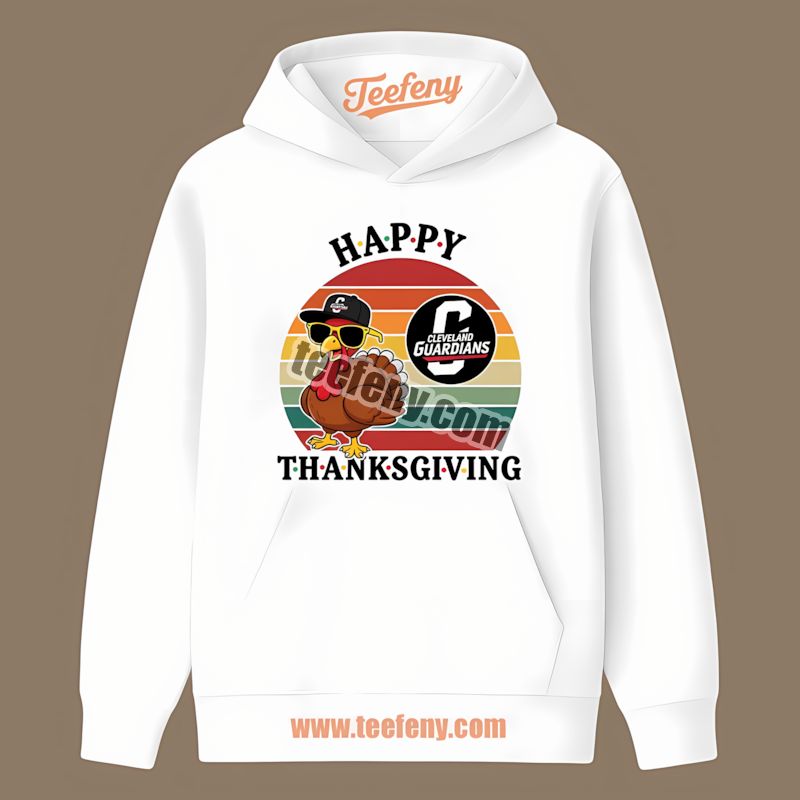 Thanksgiving Turkey Dressed As Cleveland Guardians Fan Hoodie Thanksgiving Turkey Dressed As Cleveland Guardians Fan Hoodie