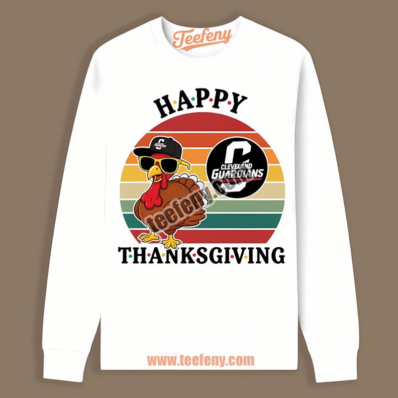 Thanksgiving Turkey Dressed As Cleveland Guardians Fan Long Sleeve Thanksgiving Turkey Dressed As Cleveland Guardians Fan Long Sleeve