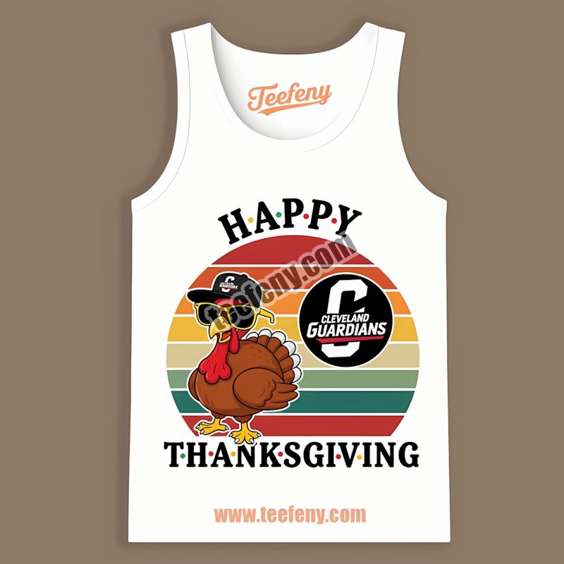 Thanksgiving Turkey Dressed As Cleveland Guardians Fan Tanktop Thanksgiving Turkey Dressed As Cleveland Guardians Fan Tanktop