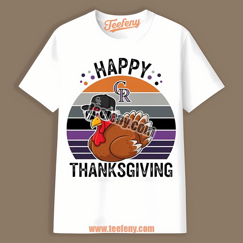 Thanksgiving Turkey Dressed In Colorado Rockies Colors Shirt