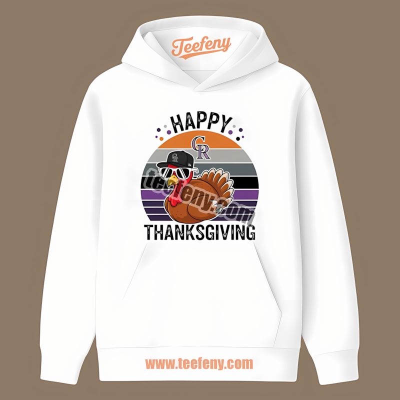 Thanksgiving Turkey Dressed In Colorado Rockies Colors Hoodie Thanksgiving Turkey Dressed In Colorado Rockies Colors Hoodie
