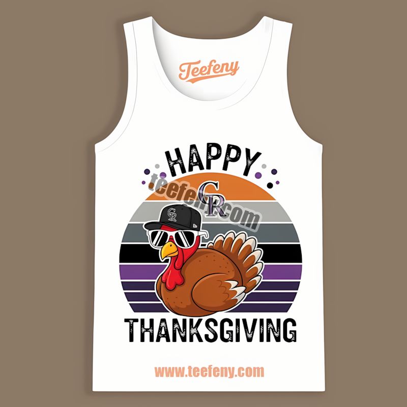 Thanksgiving Turkey Dressed In Colorado Rockies Colors Tanktop Thanksgiving Turkey Dressed In Colorado Rockies Colors Tanktop