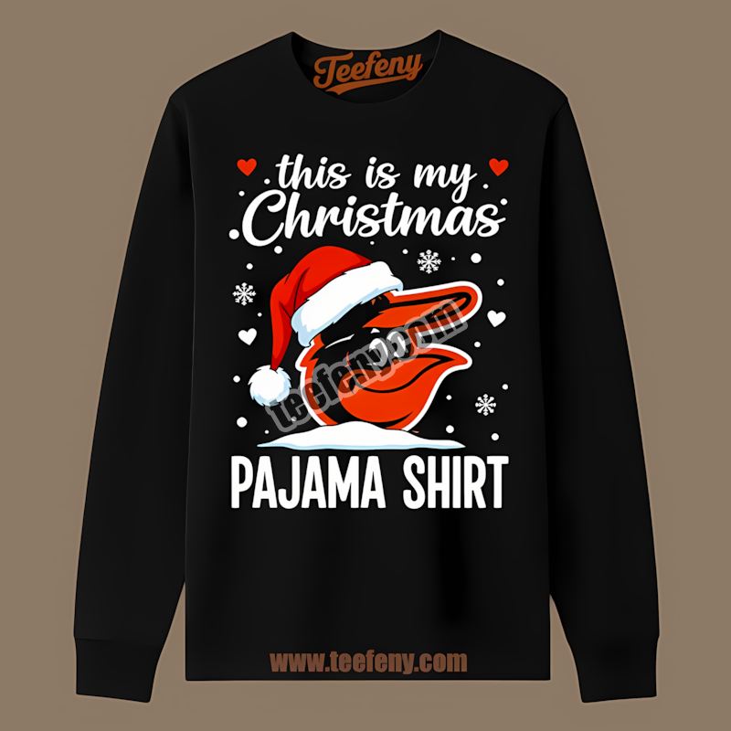 This Is My Christmas Pajama Baltimore Orioles Casual Long Sleeve This Is My Christmas Pajama Baltimore Orioles Casual Long Sleeve