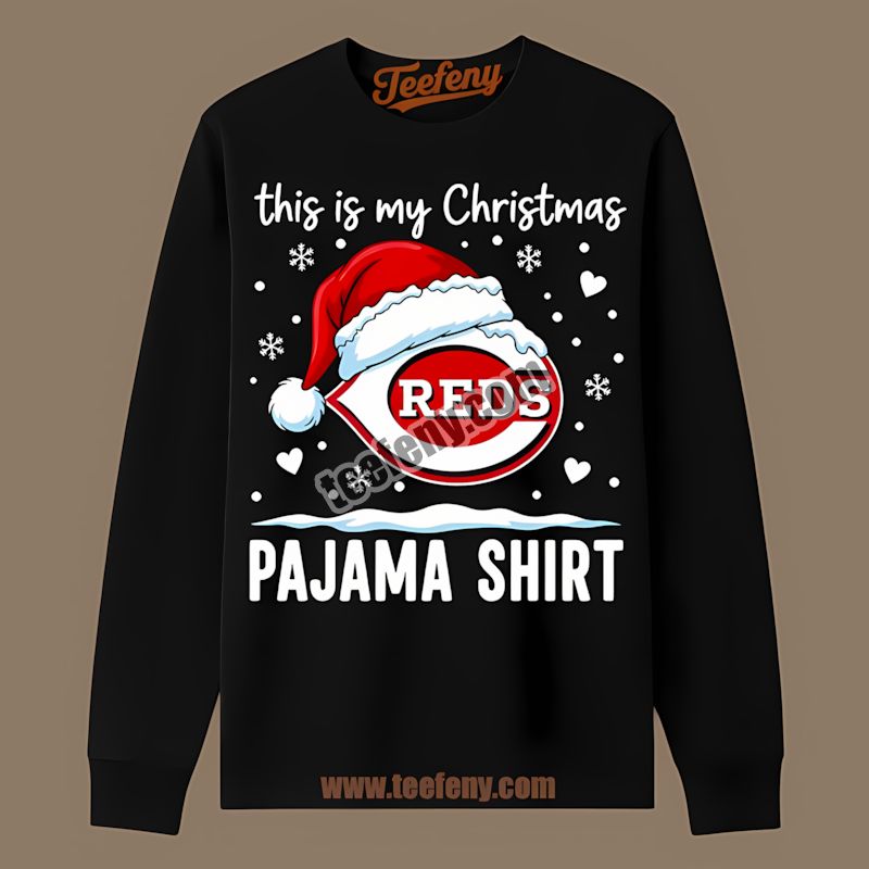 This Is My Christmas Pajama Cincinnati Reds Style Long Sleeve This Is My Christmas Pajama Cincinnati Reds Style Long Sleeve