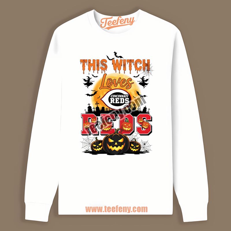 This Witch Loves Cincinnati Reds Halloween Long Sleeve Design This Witch Loves Cincinnati Reds Halloween Long Sleeve Design