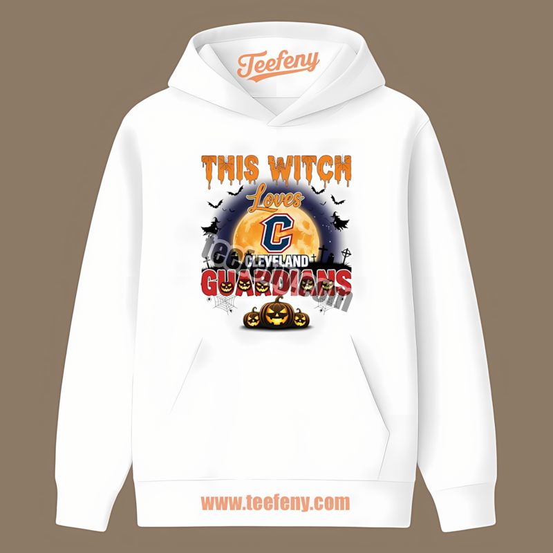 This Witch Loves Cleveland Guardians Halloween Comfort Colors THoodie This Witch Loves Cleveland Guardians Halloween Comfort Colors THoodie