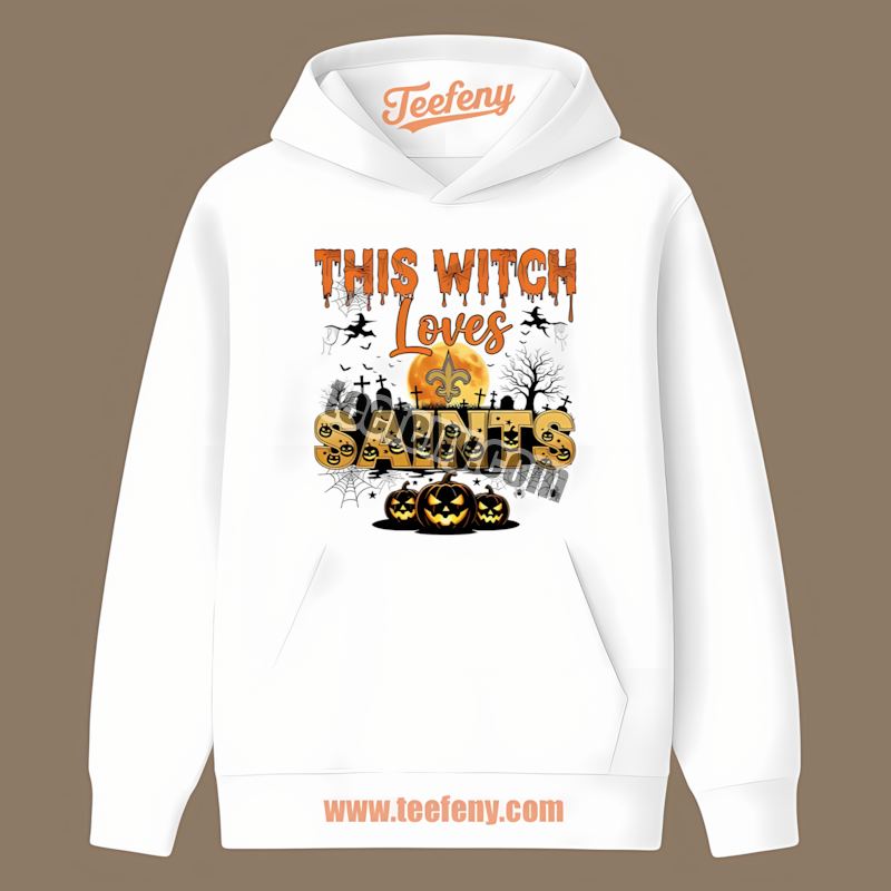 This Witch Loves New Orleans Saints Halloween Cotton Hoodie This Witch Loves New Orleans Saints Halloween Cotton Hoodie