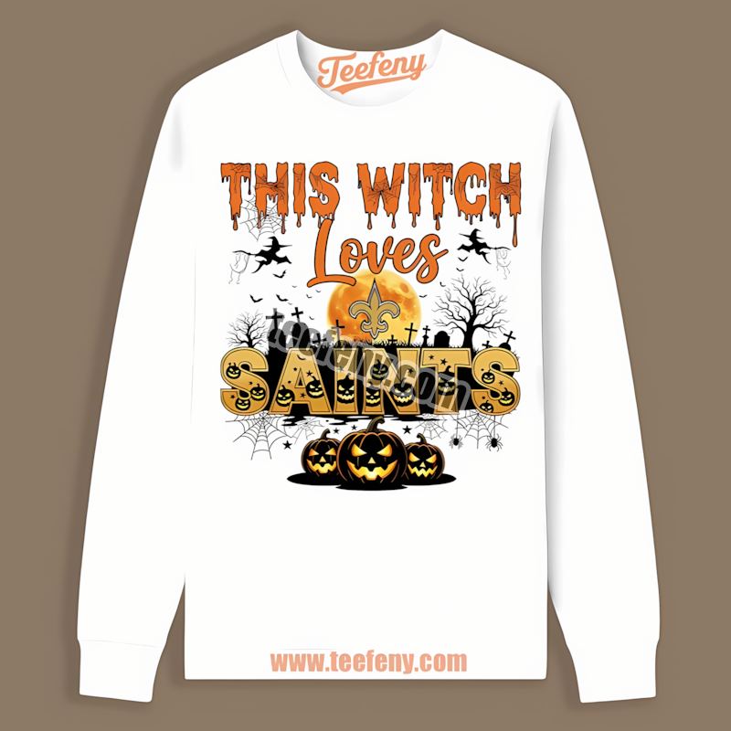 This Witch Loves New Orleans Saints Halloween Cotton Long Sleeve This Witch Loves New Orleans Saints Halloween Cotton Long Sleeve