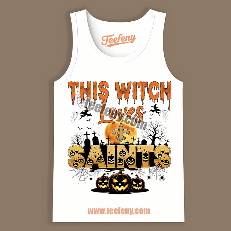 This Witch Loves New Orleans Saints Halloween Cotton Tanktop This Witch Loves New Orleans Saints Halloween Cotton Tanktop