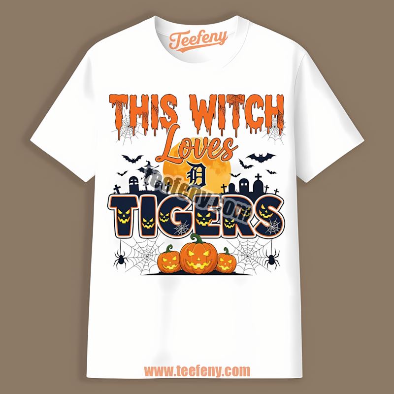 This Witch Loves The Detroit Tigers Halloween Retro Shirt