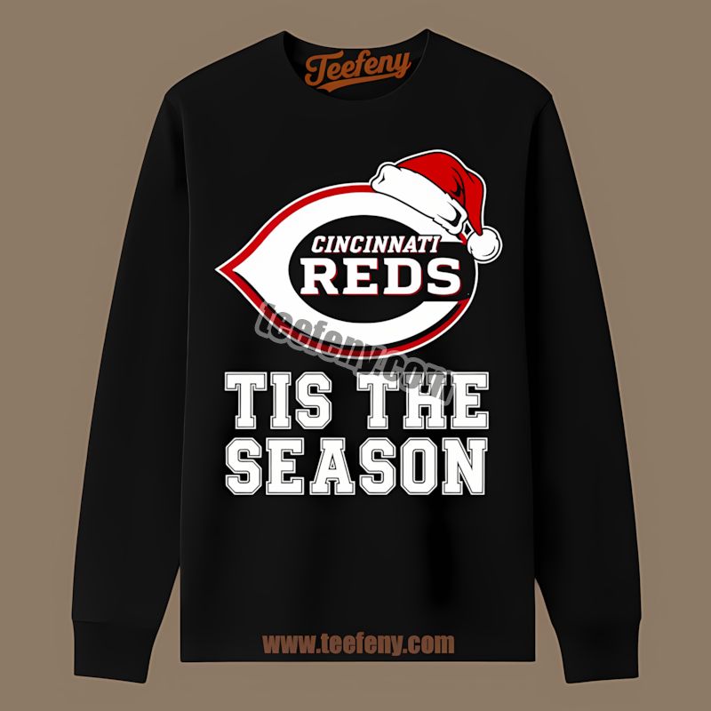 Tis The Season Christmas With Cincinnati Reds Crewneck Long Sleeve Tis The Season Christmas With Cincinnati Reds Crewneck Long Sleeve