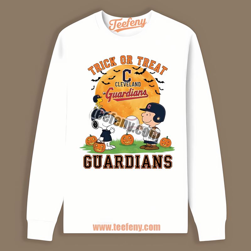 Trick Or Treat Charlie Brown Snoopy Cleveland Guardians Funny Long Sleeve Trick Or Treat Charlie Brown Snoopy Cleveland Guardians Funny Long Sleeve