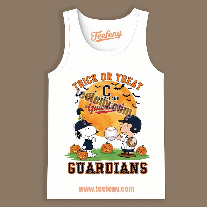 Trick Or Treat Charlie Brown Snoopy Cleveland Guardians Funny Tanktop Trick Or Treat Charlie Brown Snoopy Cleveland Guardians Funny Tanktop