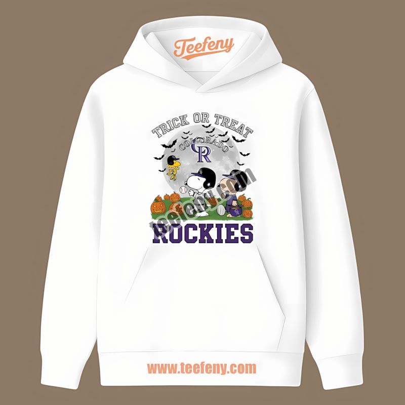 Trick Or Treat Charlie Brown Snoopy Colorado Rockies Funny Hoodie Trick Or Treat Charlie Brown Snoopy Colorado Rockies Funny Hoodie