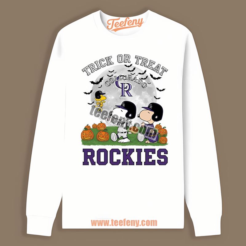 Trick Or Treat Charlie Brown Snoopy Colorado Rockies Funny Long Sleeve Trick Or Treat Charlie Brown Snoopy Colorado Rockies Funny Long Sleeve