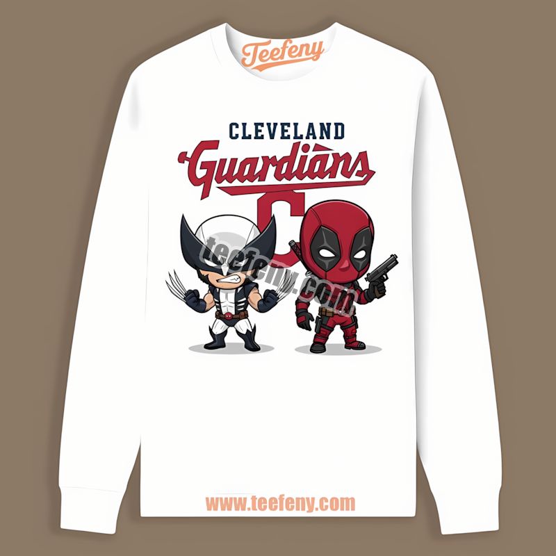 Wolverine Deadpool Superhero Meet Cleveland Guardians Long Sleeve Wolverine Deadpool Superhero Meet Cleveland Guardians Long Sleeve