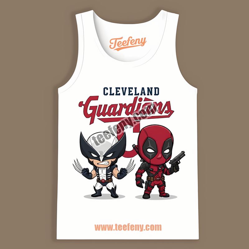 Wolverine Deadpool Superhero Meet Cleveland Guardians Tanktop Wolverine Deadpool Superhero Meet Cleveland Guardians Tanktop
