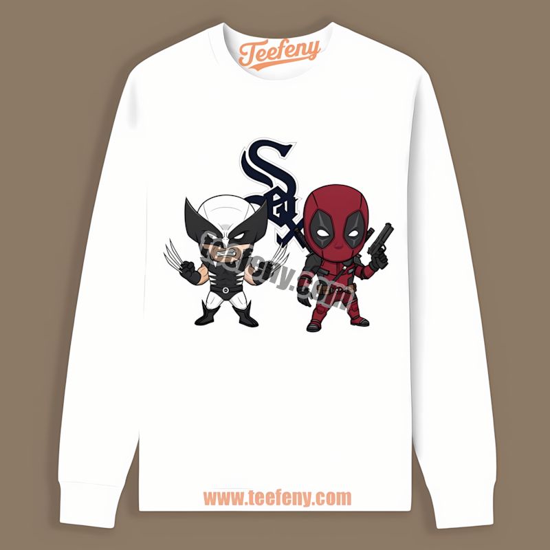 Wolverine Deadpool Superhero Vs Chicago White Sox Long Sleeve Wolverine Deadpool Superhero Vs Chicago White Sox Long Sleeve