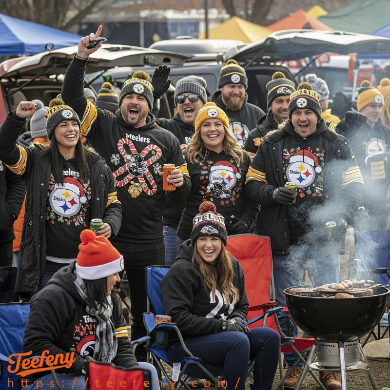 Teefeny Steelers Christmas T Shirt Game Day Styling Teefeny Steelers Christmas T Shirt Game Day Styling