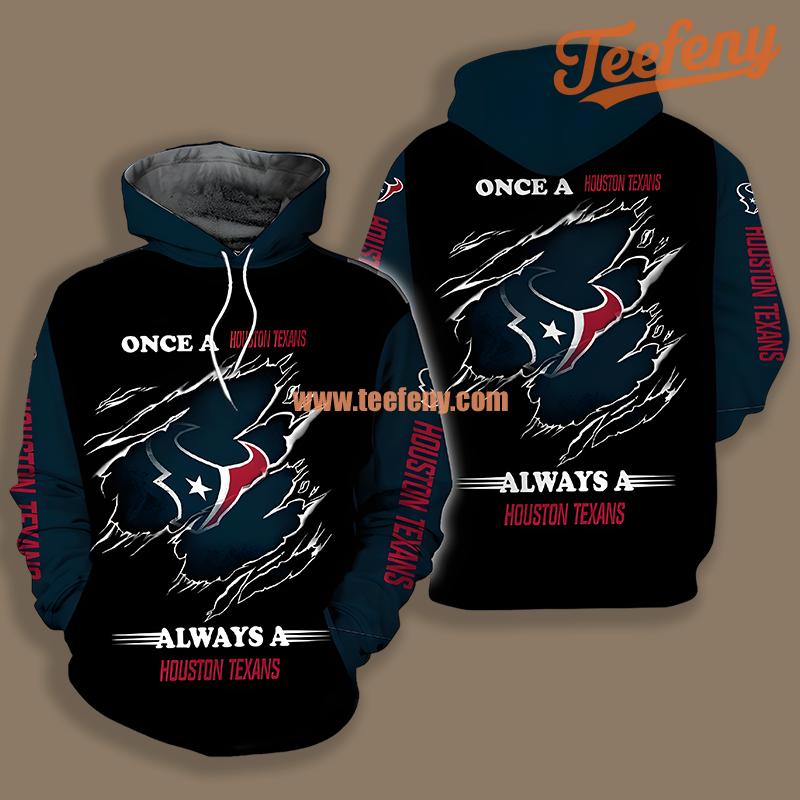 Always A Houston Texans Black 3D Youth Hoodie
