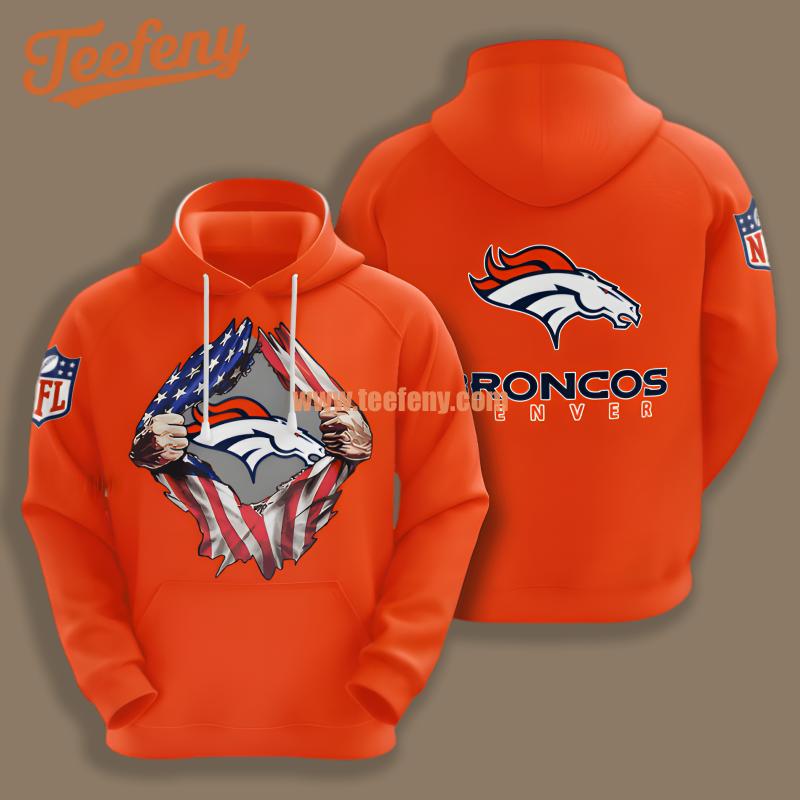 America Flag Fan Denver Broncos Orange 3D Youth Hoodie