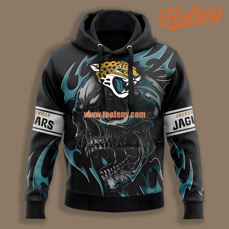Angry Skull Jacksonville Jaguars Black 3D Hoodie