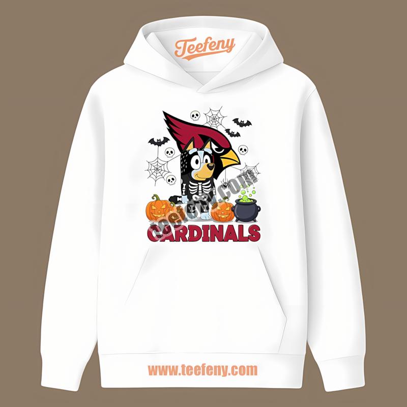 Arizona Cardinals Bingo Bluey Skeleton Pumpkin Halloween Hoodie Arizona Cardinals Bingo Bluey Skeleton Pumpkin Halloween Hoodie