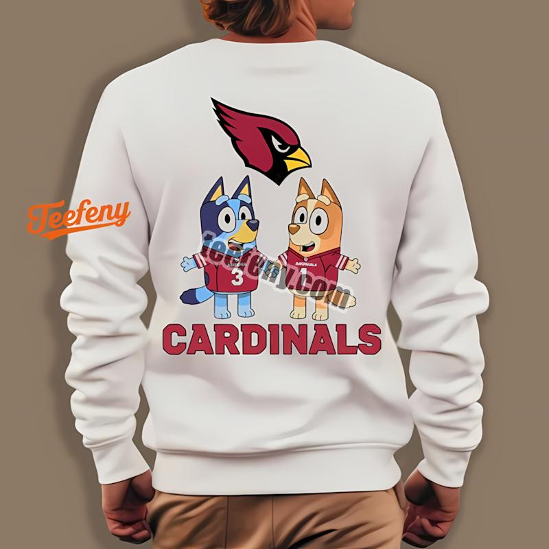 Arizona Cardinals Bluey Bingo Holding Hands All Day Long Sleeve Arizona Cardinals Bluey Bingo Holding Hands All Day Long Sleeve
