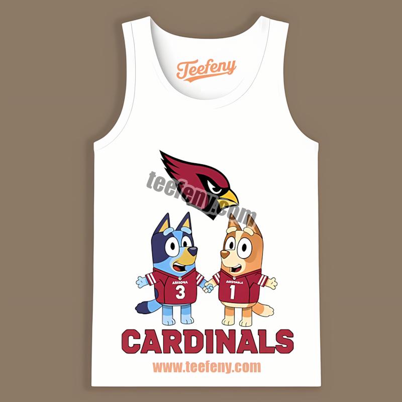 Arizona Cardinals Bluey Bingo Holding Hands All Day Tanktop Arizona Cardinals Bluey Bingo Holding Hands All Day Tanktop