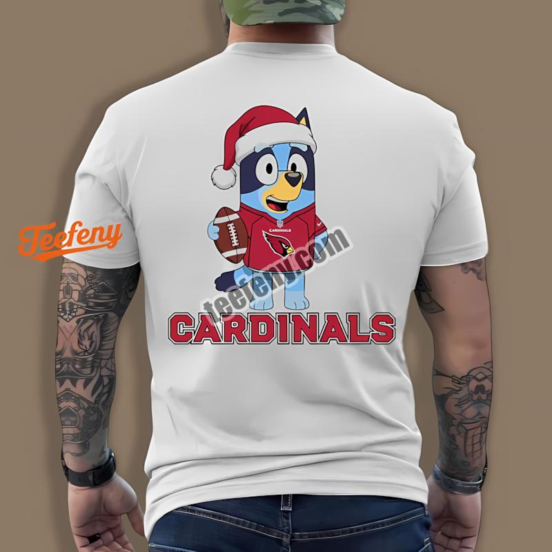 Arizona Cardinals Bluey Christmas Santa Hat Casual Shirt