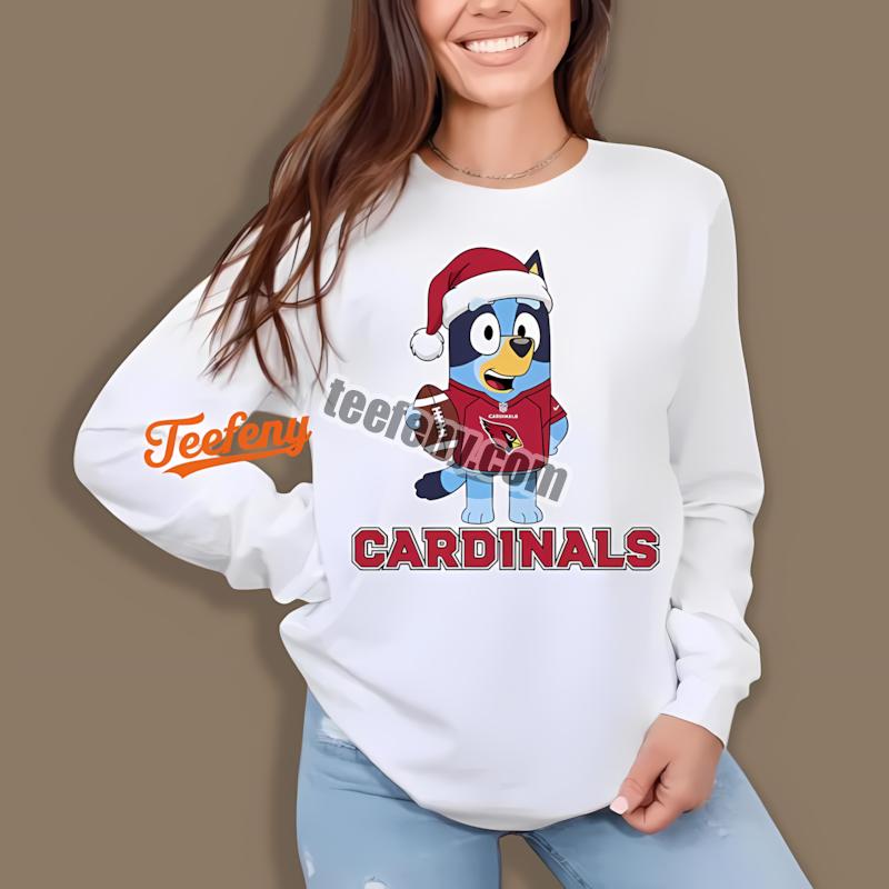 Arizona Cardinals Bluey Christmas Santa Hat Casual Long Sleeve Arizona Cardinals Bluey Christmas Santa Hat Casual Long Sleeve