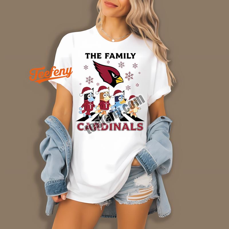 Arizona Cardinals Bluey Family Christmas Snowflake Mens Shirt