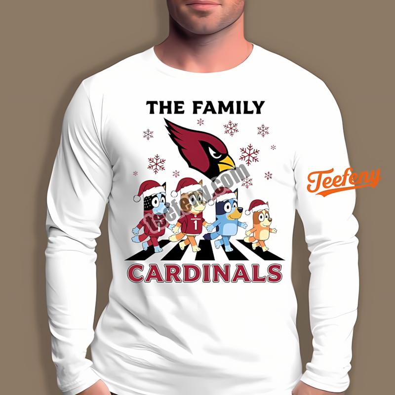 Arizona Cardinals Bluey Family Christmas Snowflake Mens Long Sleeve Arizona Cardinals Bluey Family Christmas Snowflake Mens Long Sleeve